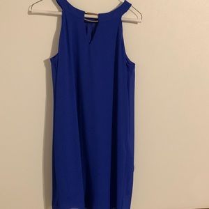 Royal blue short dress with keyhole back